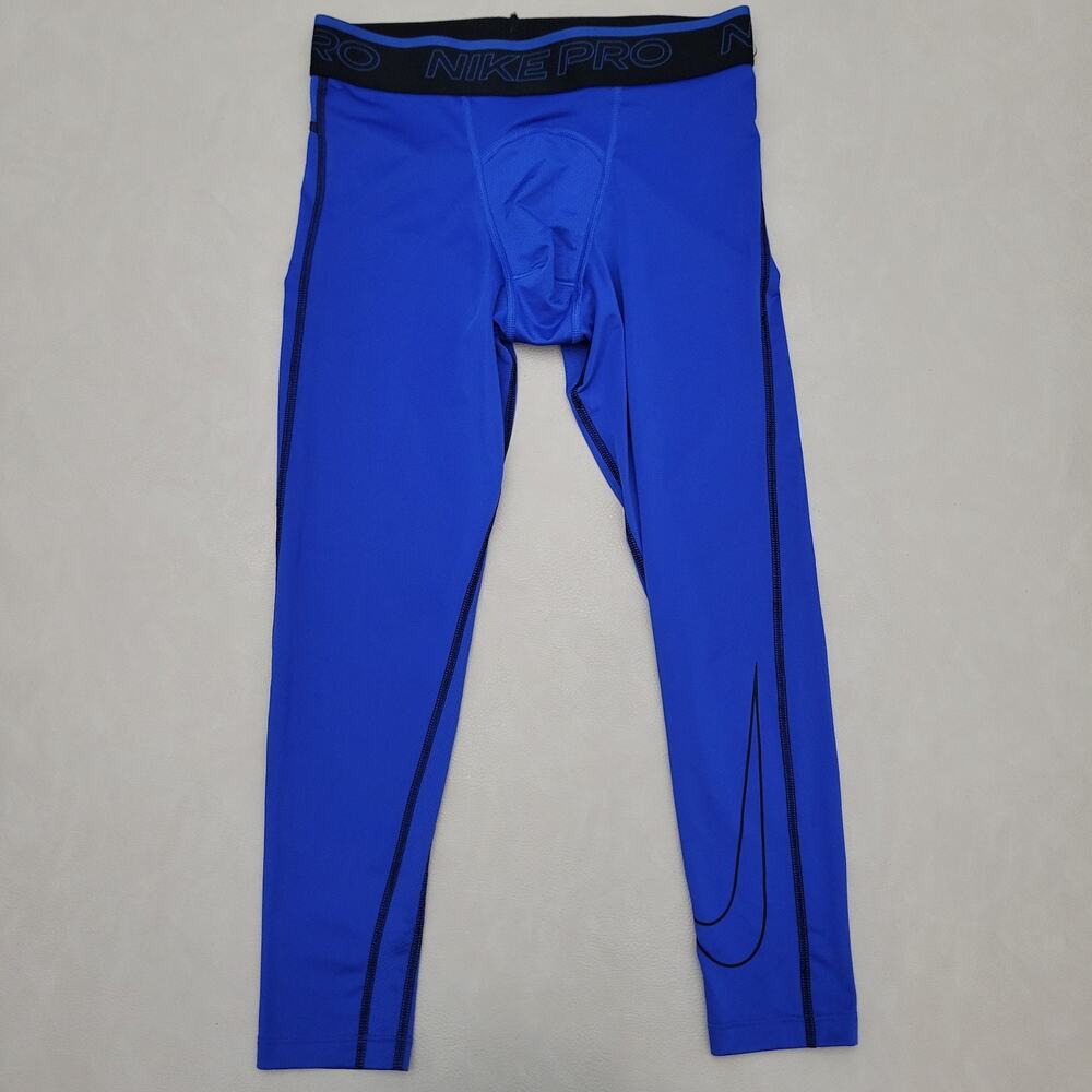 Mens Nike Pro Dri-FIT 3/4 Men's Tights Royal Blue Compression Pants Size Small